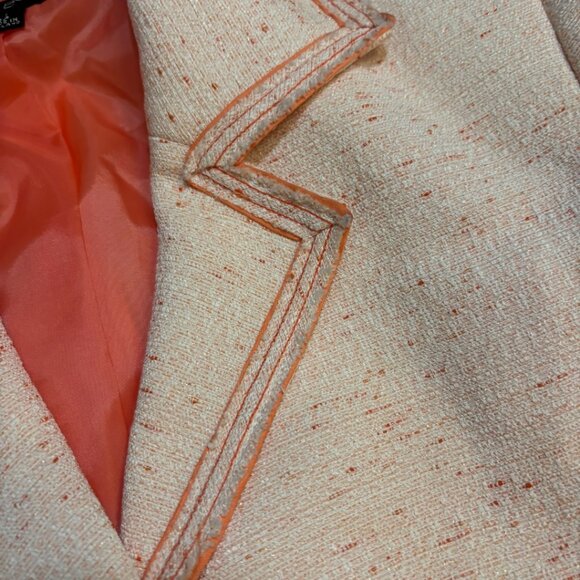Vintage Albert Nipon Boutique Peach Silk Lined Bow Blazer Jacket - Picture 7 of 11